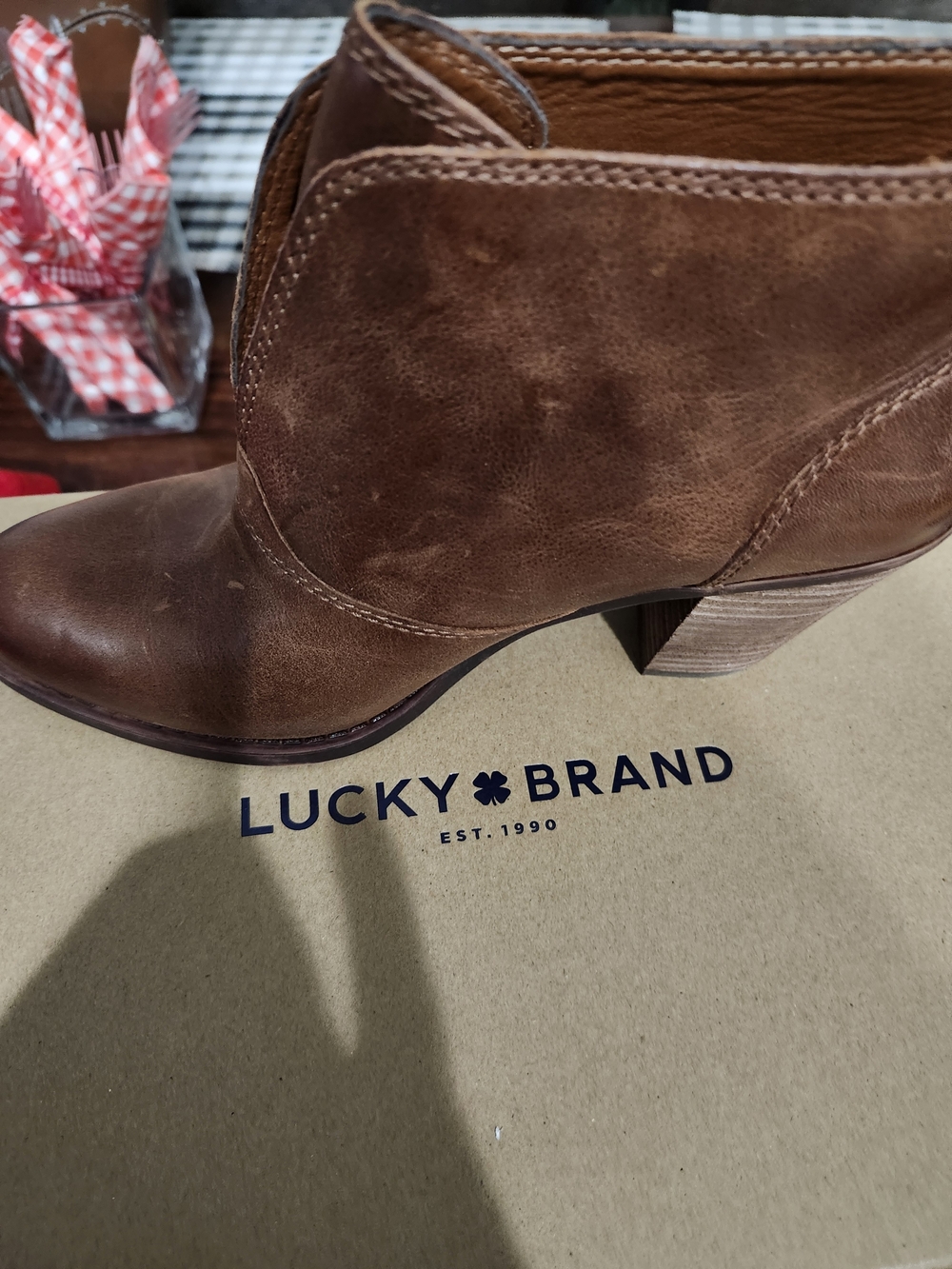 Lucky Brand Cognac Brown Leather Ankle Booties